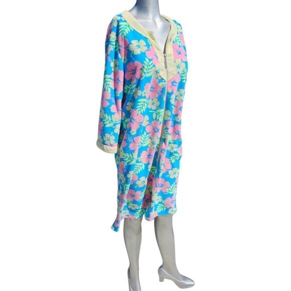 Vintage Jasmine Rose Tropical Floral Hawaiian Loungewear Pyjama Robe - Picture 10 of 10